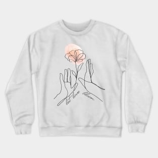 One line drawing of flower and hand Crewneck Sweatshirt